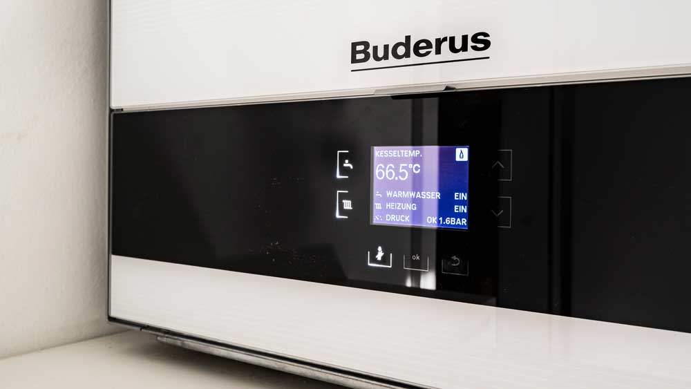 Gasheizungsnalage von Buderus, Detail mit Display