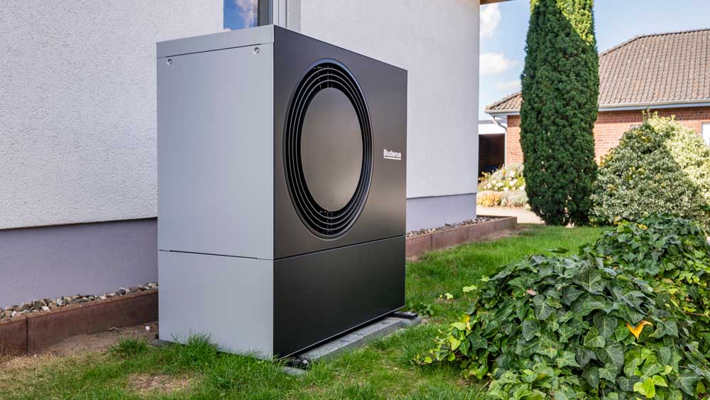 Luft-Wasser-Wärmepumpe, Außenteil, seitlich