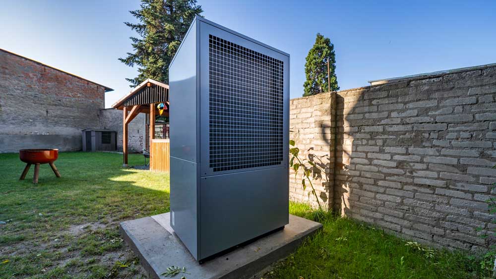 Luft-Wasser-Wärmepumpe Außengerät, von hinten